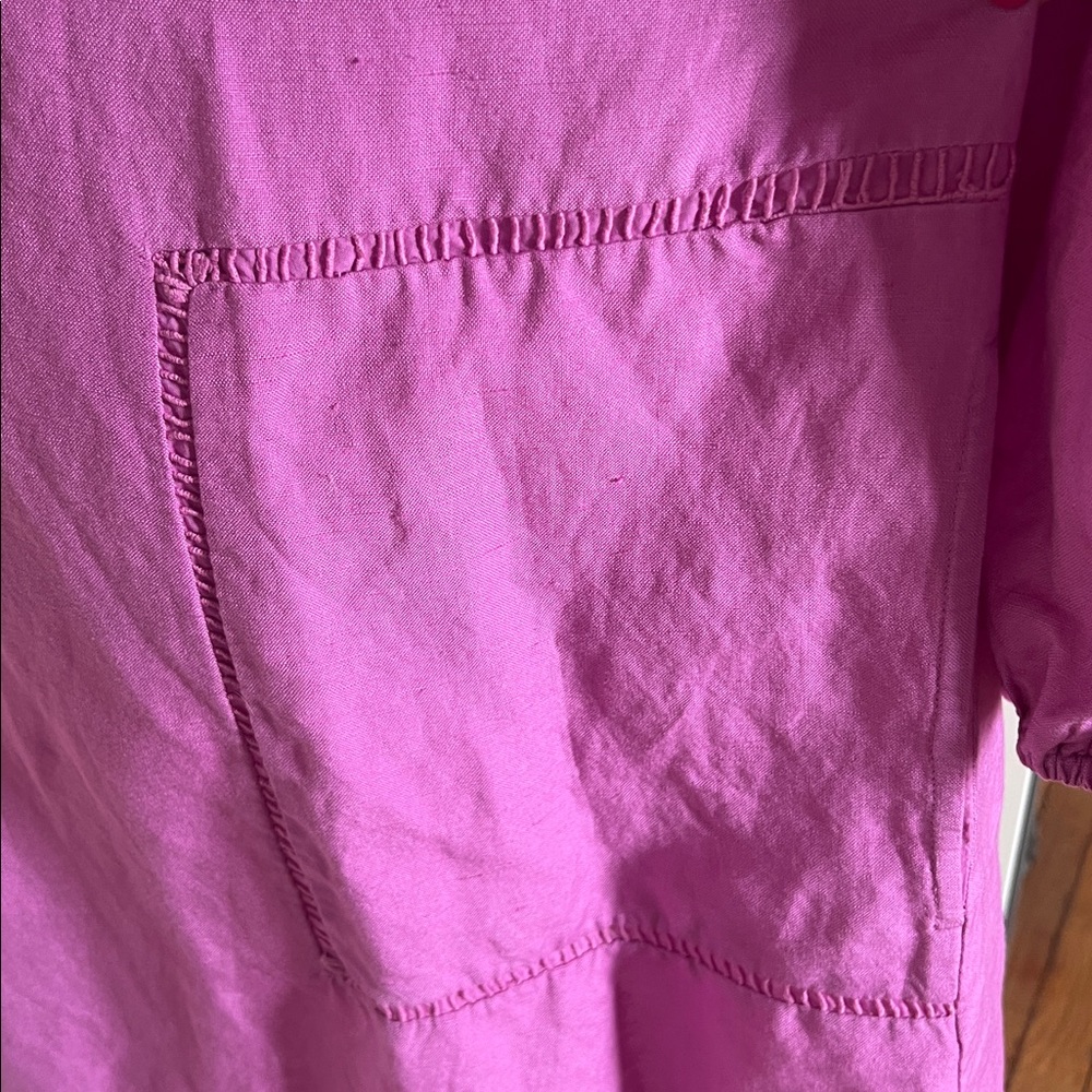 LOFT Orchid Purple Linen-Viscose V-Neck Tunic Dress - Size Large - Picture 7 of 11